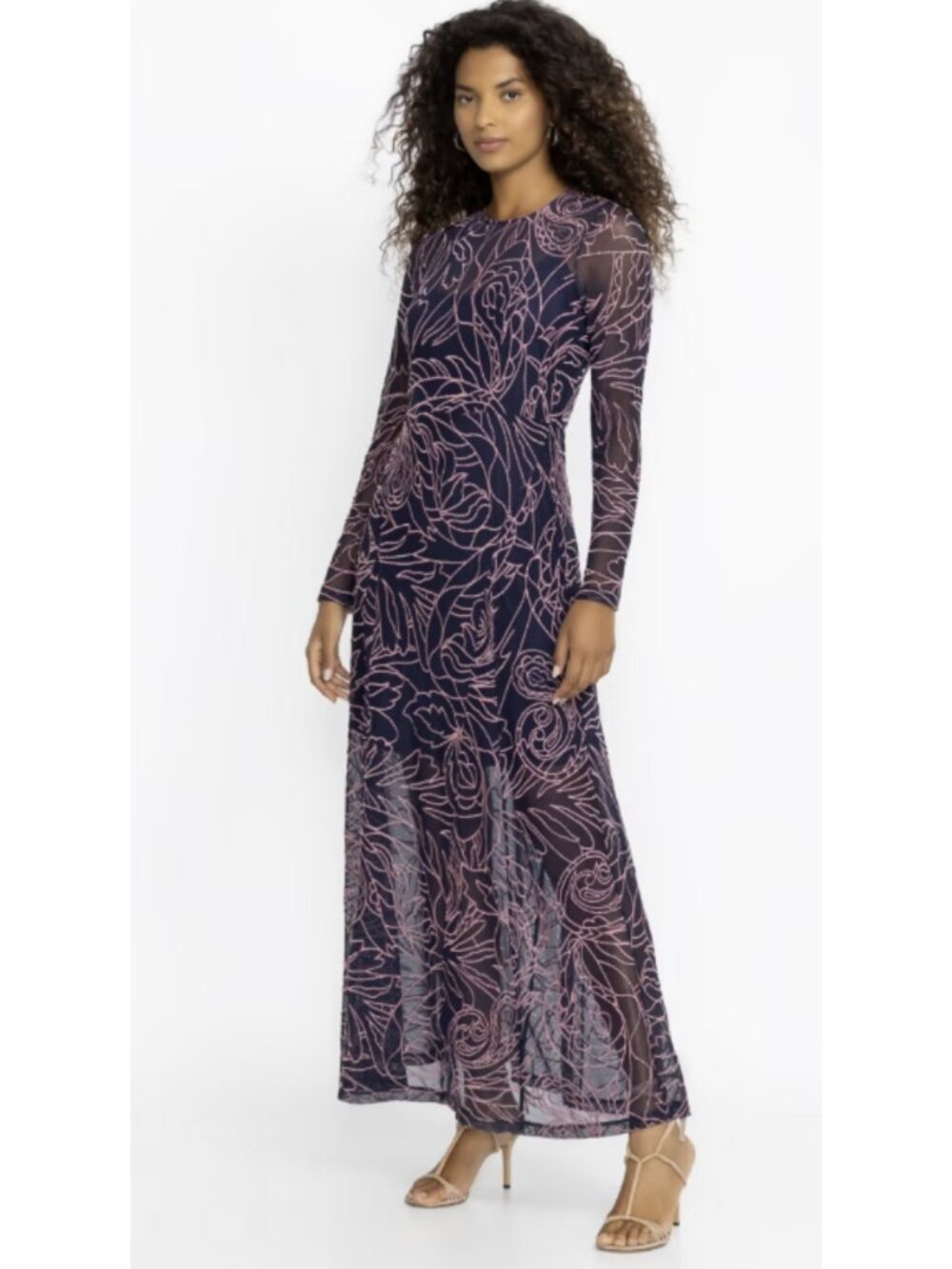 Johnny Was Sumner Panel Mesh Maxi Dress Serena Blue NWT Size M $388 MSRP - Picture 3 of 11